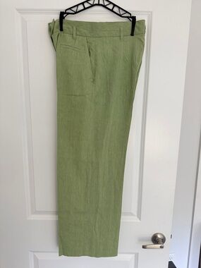 Tela Women’s linen blend loose moss green S-L/46 trouser